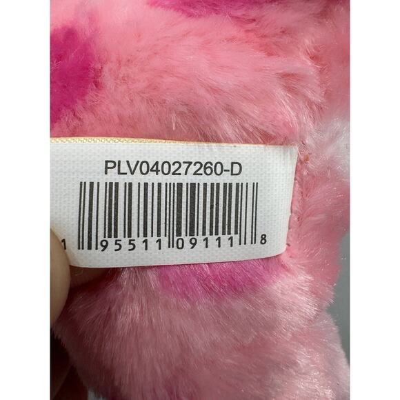 Pink Teddy Bear Plush 7” Stuffed Animal W/ Hearts & Ribbon Bow Tie - Picture 7 of 7